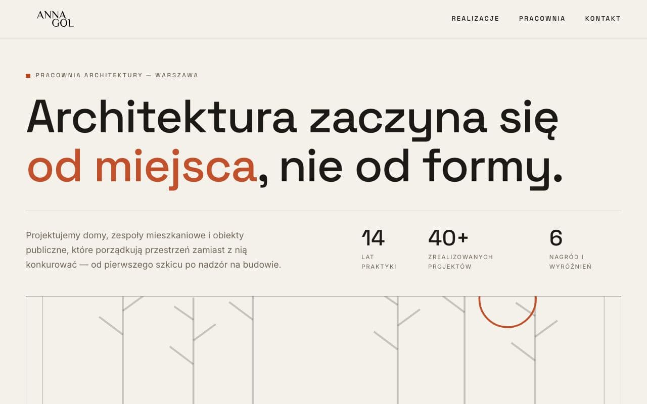 The landing page: the practice, its statement and its numbers.